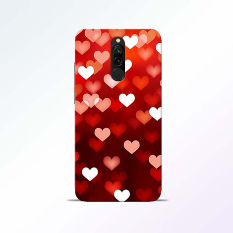 Red Heart Redmi 8 Mobile Cases